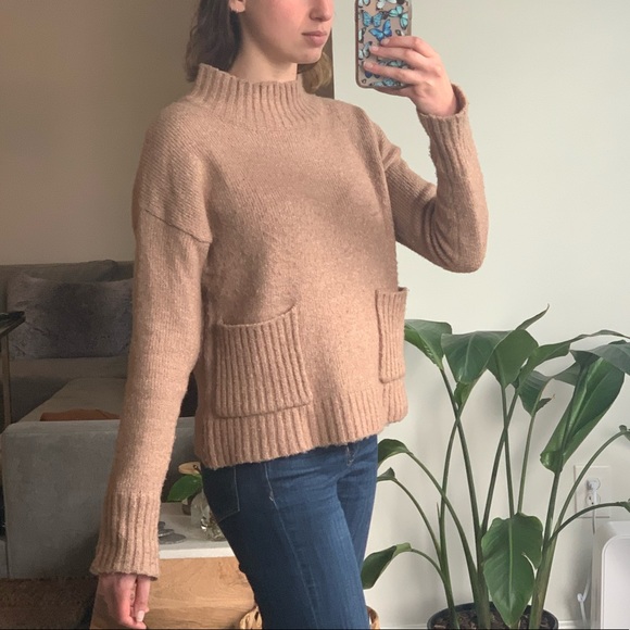 Mauve Mock Neck Front Pocket Sweater - Picture 2 of 5